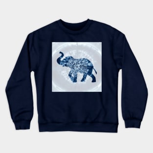 Mandala Elephant Indigo Blue Tie Dye Crewneck Sweatshirt